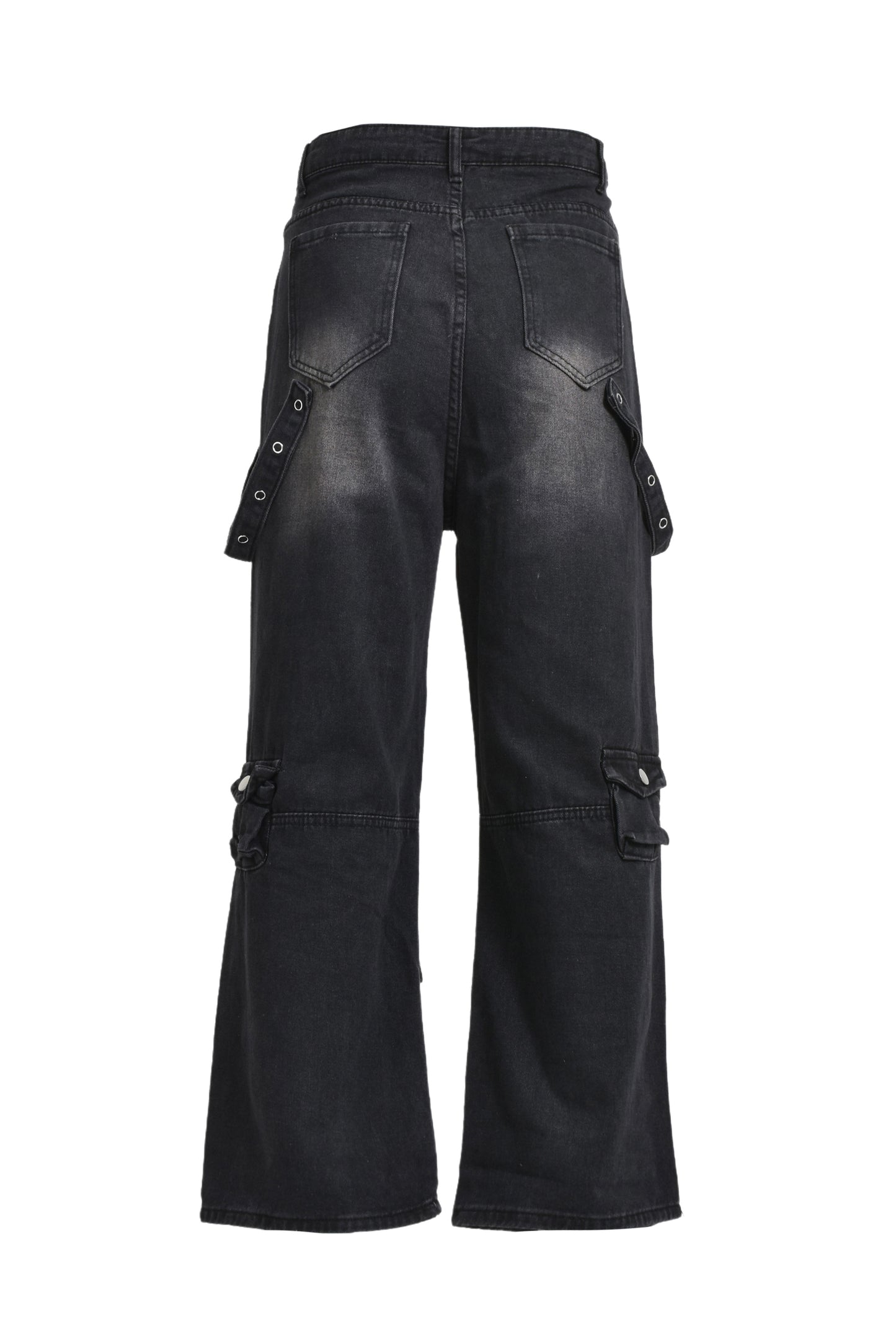 Strap Wide Denim Pants