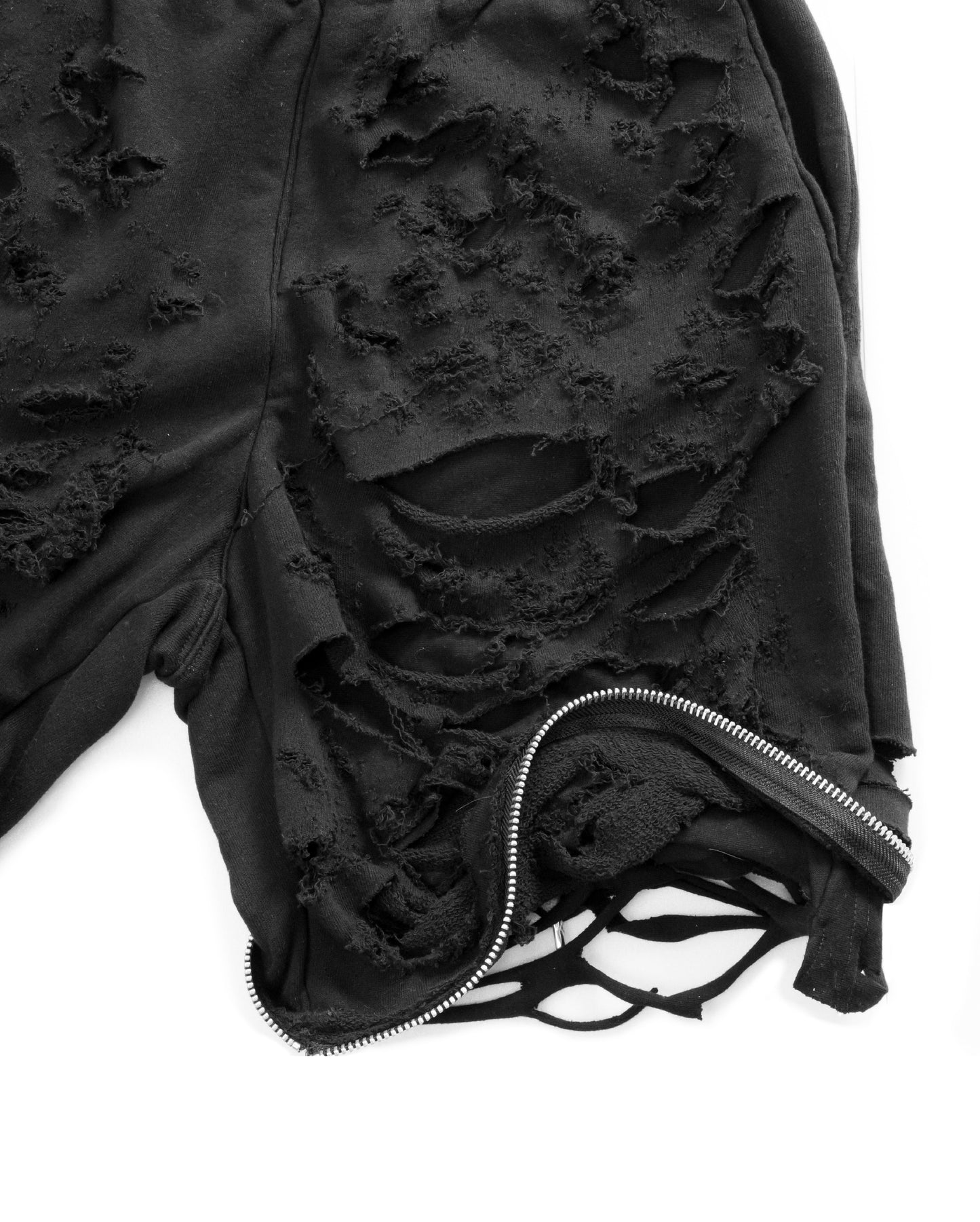 Extra Damaged Zip Sweat Shorts