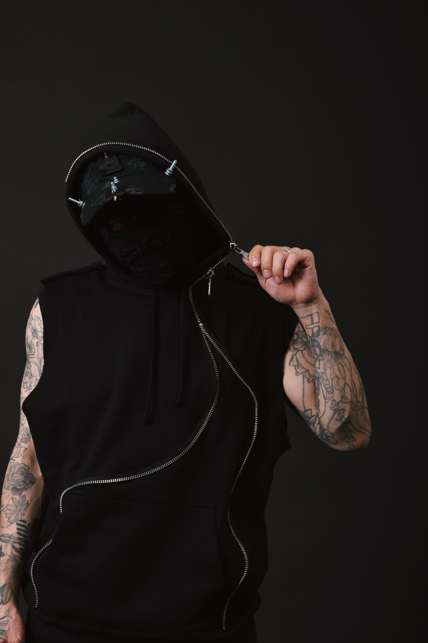 Zip Sleeveless Hoodie