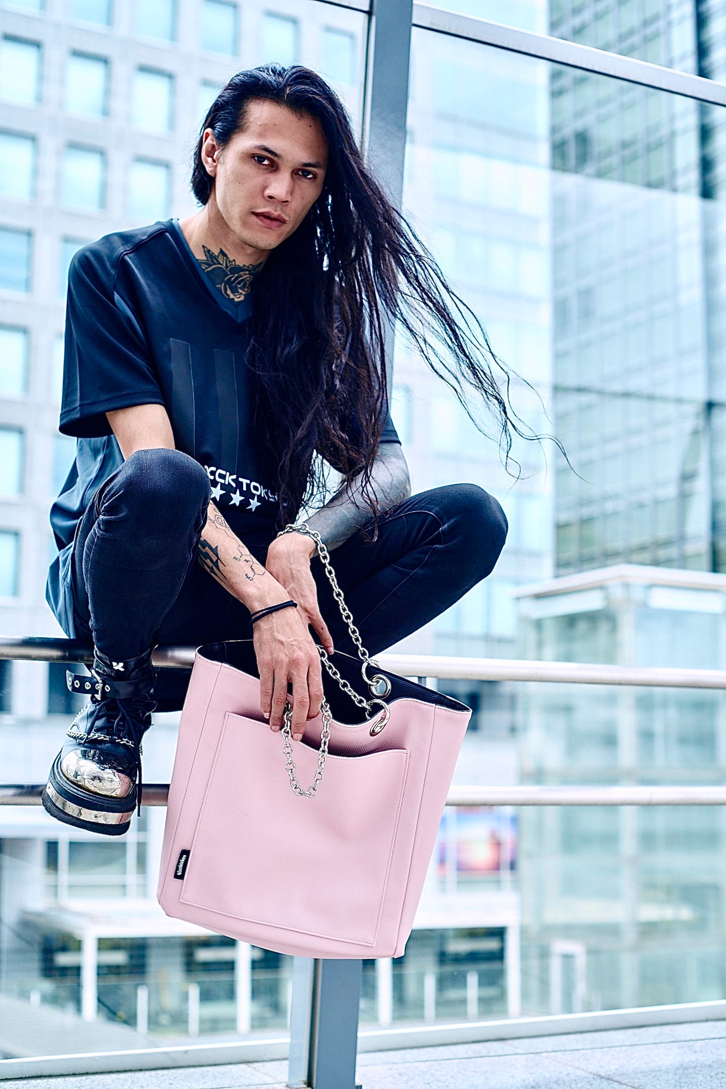 Reversible Tote Bag (Pink x Black)