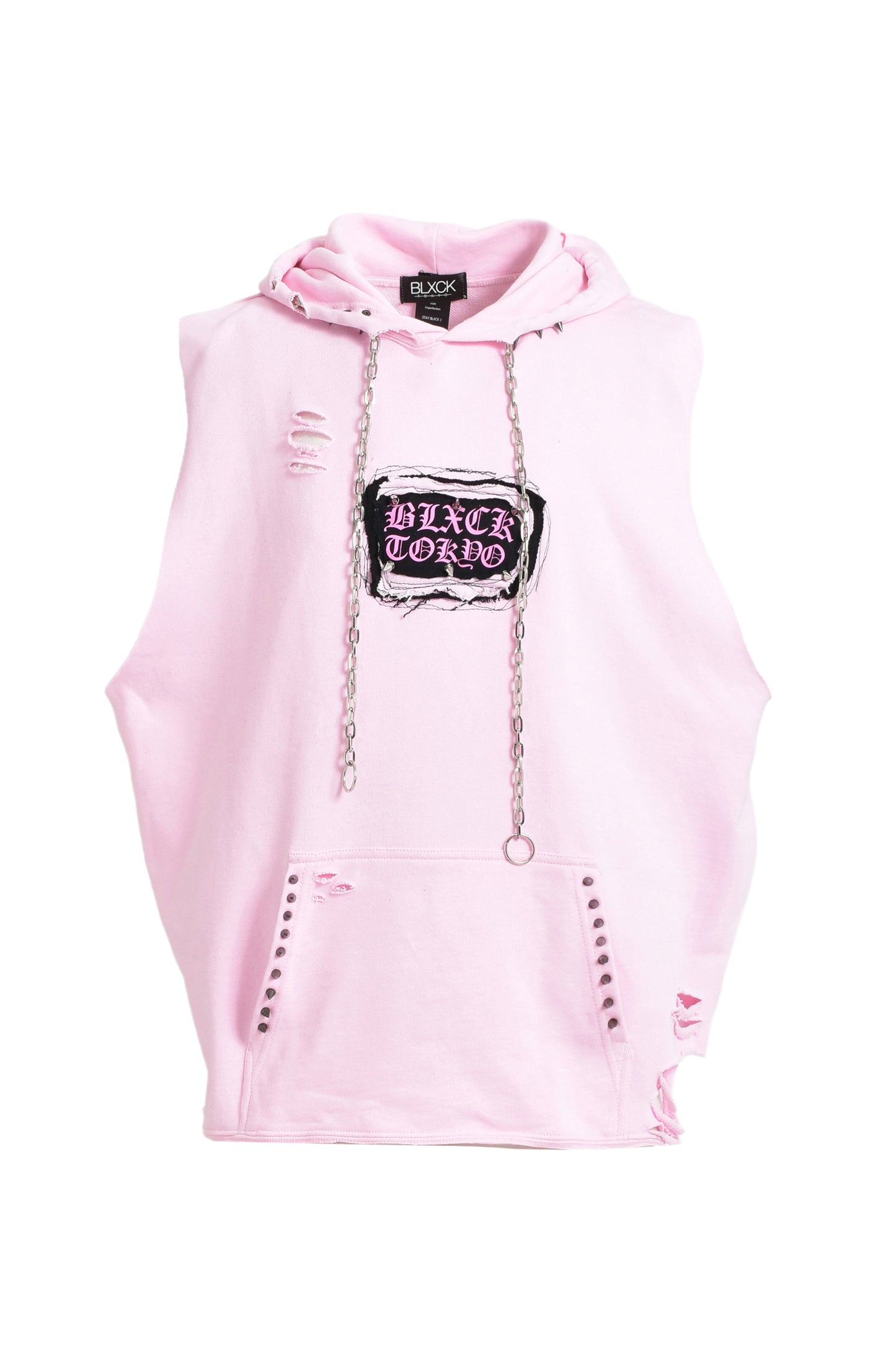 Custom Sleeveless Chain Hoodie (Pink)