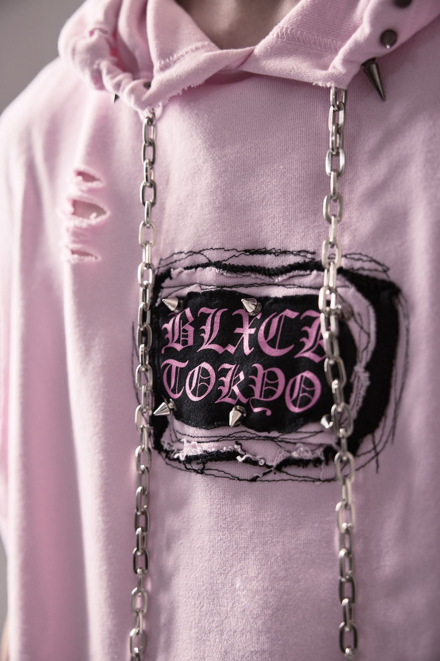 Custom Sleeveless Chain Hoodie (Pink)