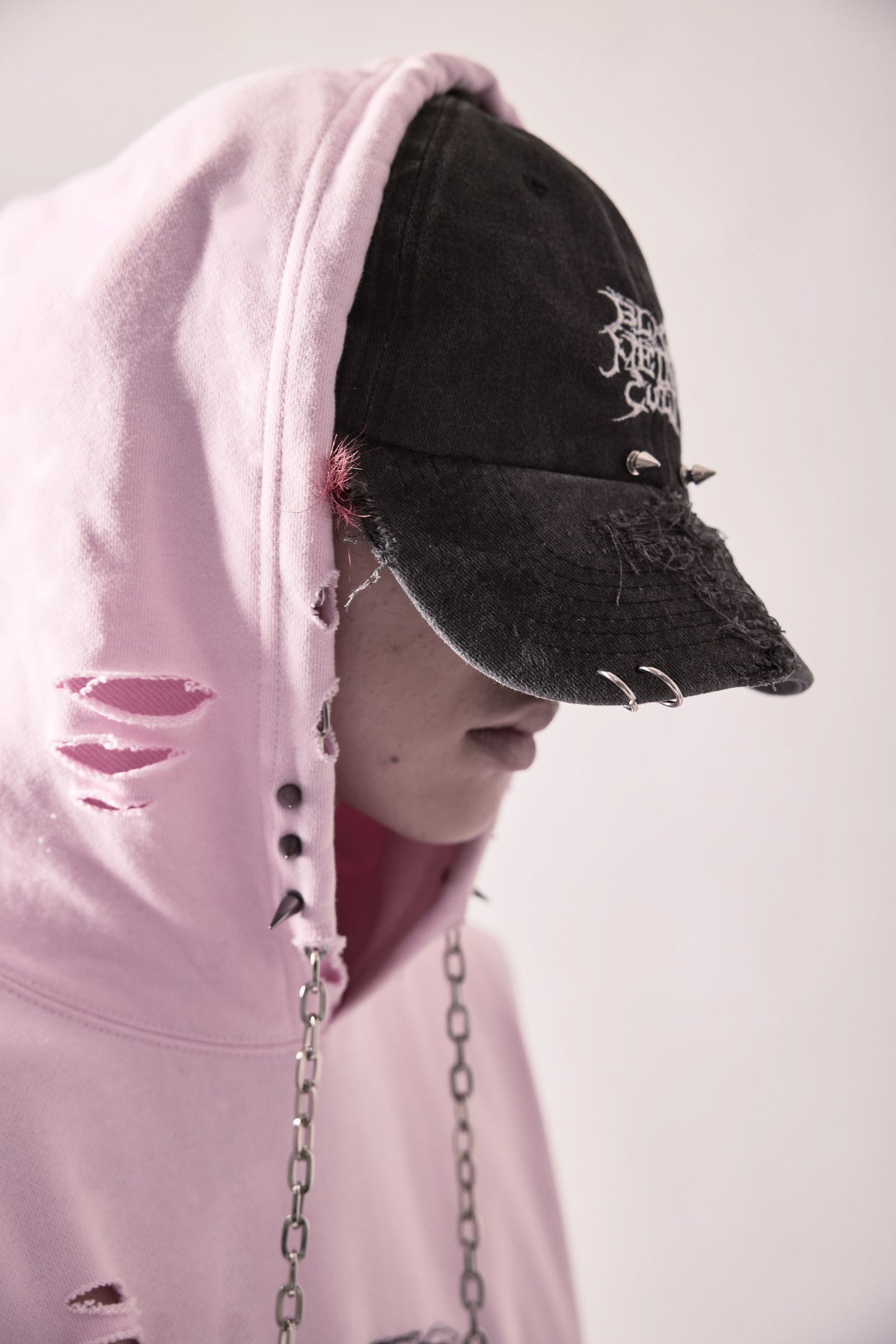 Custom Sleeveless Chain Hoodie (Pink)