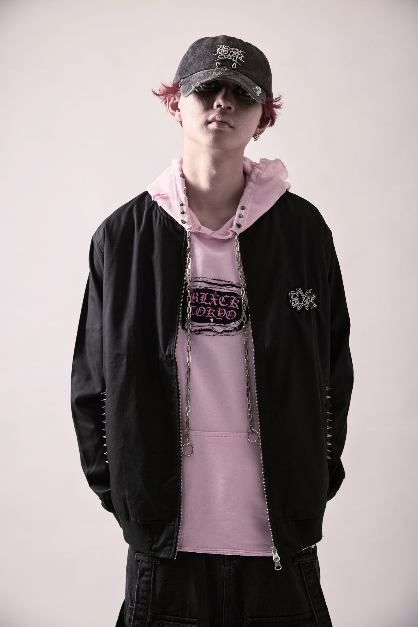 Custom Sleeveless Chain Hoodie (Pink)